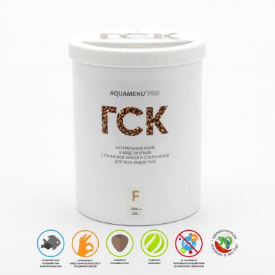 Корм ГСК F AQUAMENU PRO 1000 мл (200 г) натуральный, с гречневой мукой и спирулиной